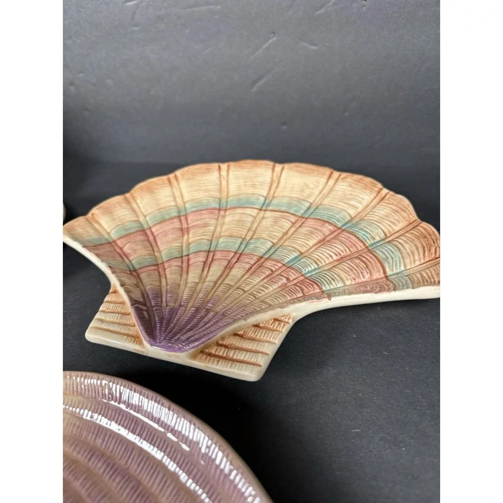 Vintage 1996 Fitz & Floyd Caribbean Seashell Salad Plates Set of 4 Box